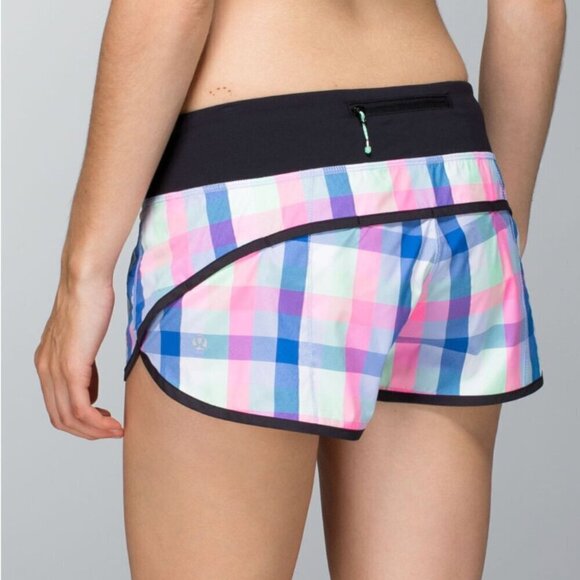 Lululemon Run: Speed Short *2-way Stretch Pop Plaid Reflective Multi / Black - Picture 6 of 6